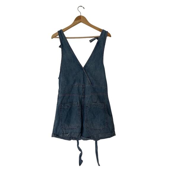 Free People Memphis Denim Button-Front Shortalls Size Small - Picture 6 of 7